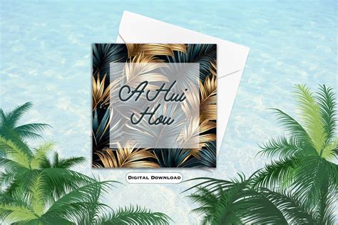 A Hui Hou Printable Greeting Card, Hawaii Theme Note Card, Hawaiian ...