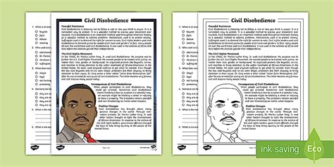 5th Grade Civil Disobedience Reading Comprehension | Twinkl