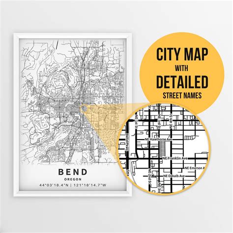 Printable Map of Bend, Oregon, USA With Street Names Instant Download ...