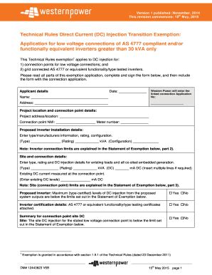 Fillable Online Technical Rules Direct Current DC Injection Transition ...