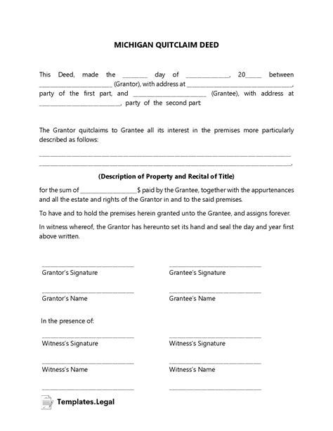 Michigan Deed Forms & Templates (Free) [Word, PDF, ODT]