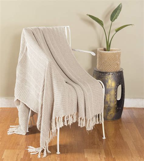 SAJAVAT HOME Hand-Knitted Pure Cotton Sofa Throw | Soft and Cozy ...
