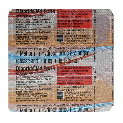 Diapride M4 Forte Tablet | Uses, Side Effects, Price | Apollo Pharmacy