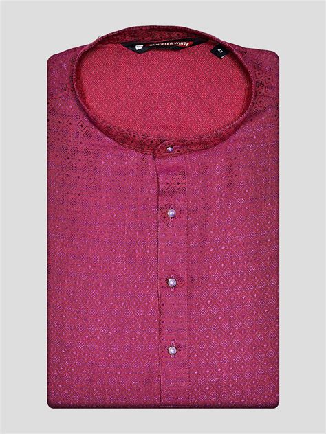 Men’s Cotton Magenta Jacquard Kurta 30035 – ministerwhite.com
