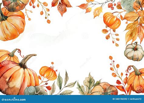 Watercolor Autumn Leaves and Pumpkins, Vegetables and Fruits ...