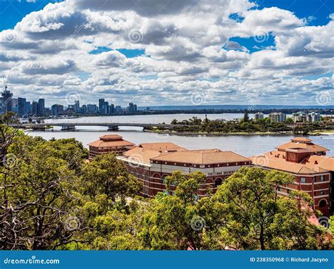 View of the Swan Brewery and Swan River in Perth City, Western ...