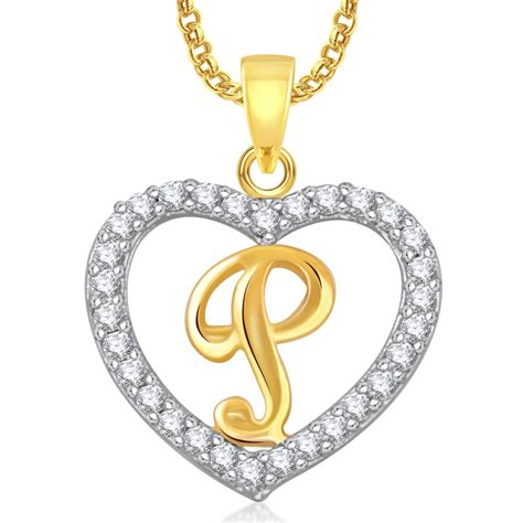Amaal Jewellery Valentine Gifts Gold American Diamond Heart Alphabet ...