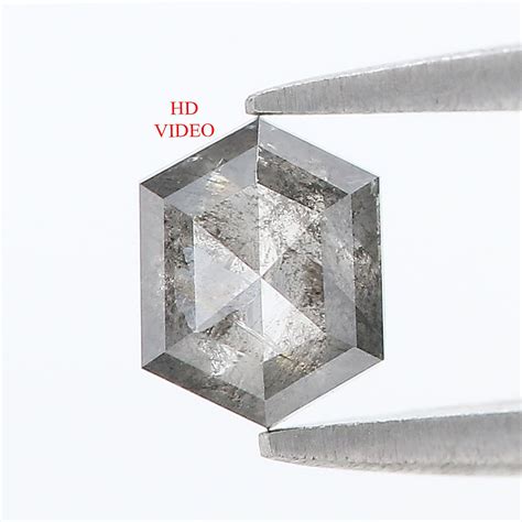 0.77 CT Natural Loose Hexagon Shape Diamond Salt And Pepper Hexagon Cu