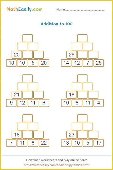 Image result for Maths Addition Pyramid