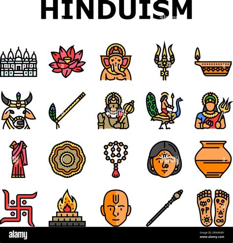 hinduism india hindu god religion icons set vector Stock Vector Image ...