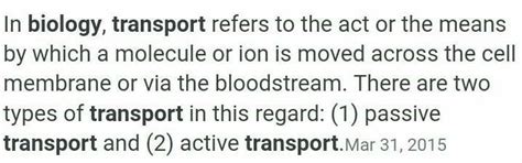 define transportation in bio - Brainly.in