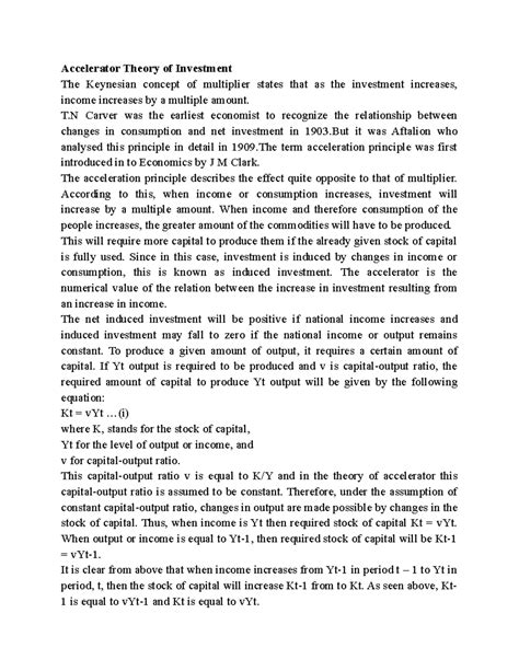 Accelerator theory of investment (1) - Accelerator Theory of Investment ...