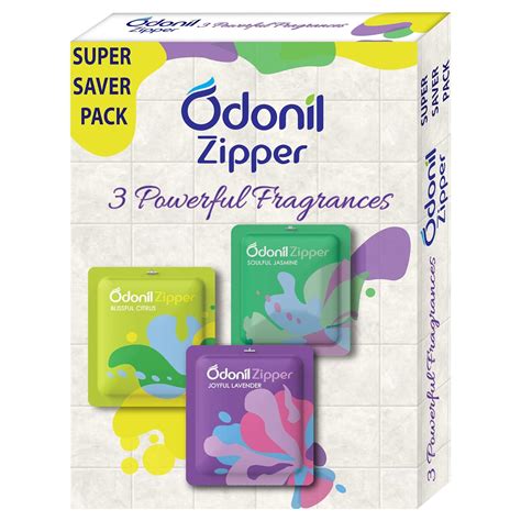 Odonil Bathroom Air Freshener Zipper Mix -30gm (10gm*3, Citrus, Jasmine ...
