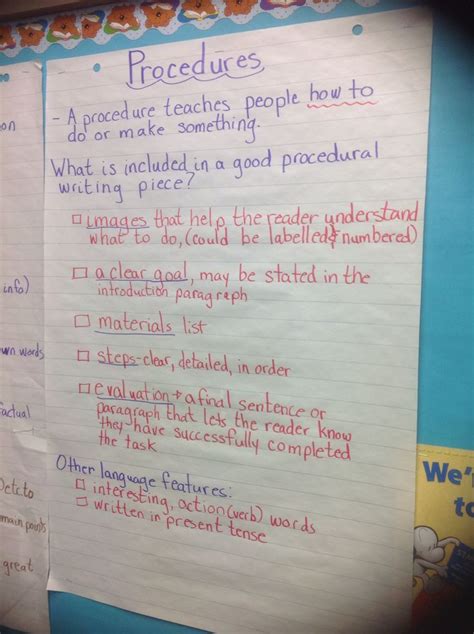 Image result for Procedural Writing Anchor Chart