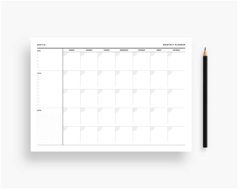 Buy Empty Printable Minimalist Calendar for Desk, Undated Monthly Work ...