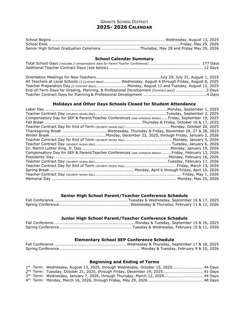 Granite School District UT Calendar 25-26 Revised [pdf] - EduCounty