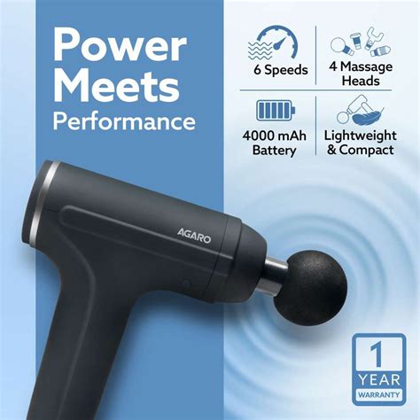 AGARO Galaxy Gun Massager, 4 Heads, 6 Speed, Rechargeable, Handheld ...