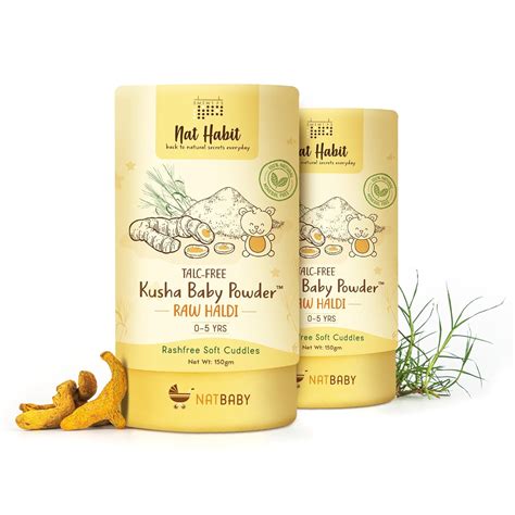 Amazon.in: Buy Nat Habit Raw Haldi Kusha Baby Powder, Chemical Free ...