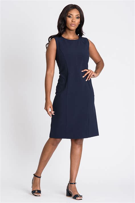 New 2 Way Stretch Navy Dress | Contempo Online