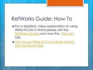 How to Use RefWorks 的图像结果