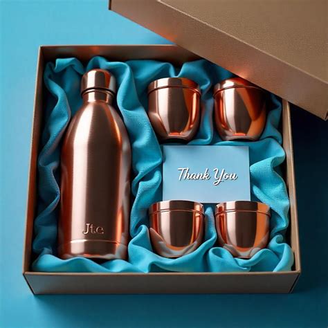 Premium Copper Bottle & Glass Set with Premium Gift Box Packaging ...