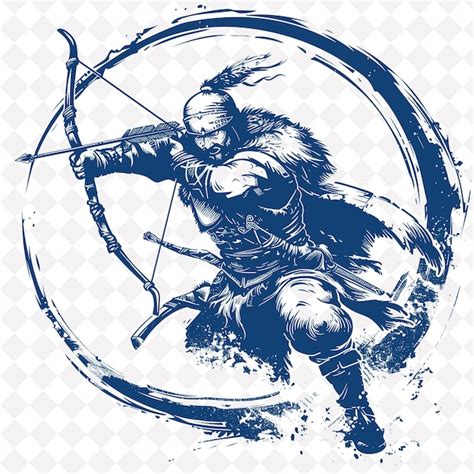 Png mongol warrior with a composite bow a fierce expression in a ...
