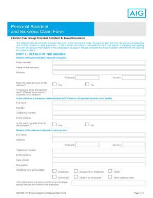 Personal Accident and Sickness Claim Form - Fill Out, Sign & Share ...
