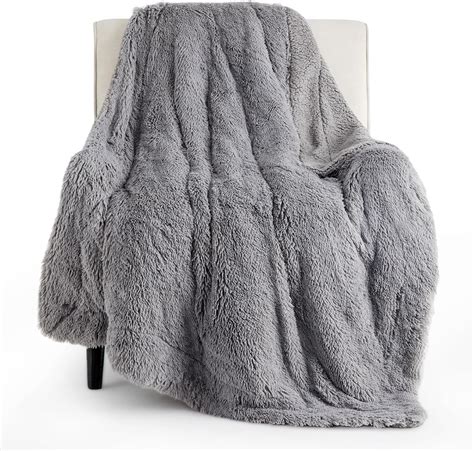 Amazon.com: Bedsure GentleSoft Fluffy Grey Throw Blanket, Grey Decor ...