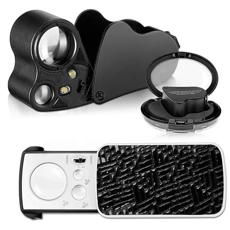 HASTHIP® 2 Pack Jewelry Loupes, 30X 60X 90X Illuminated Jewelers Eye ...