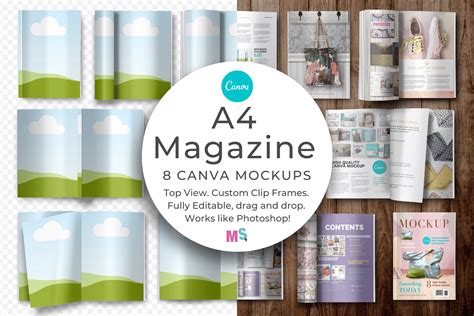 A4 Magazine Mockup Canva Template Illustration par Mockup Scene ...