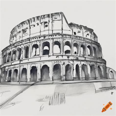 Pencil drawing of the colosseum in rome on Craiyon