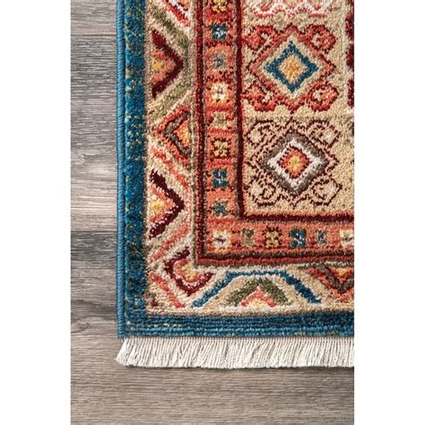 nuLOOM 5 X 5 (ft) Blue Round Indoor Geometric Southwestern Area Rug in ...