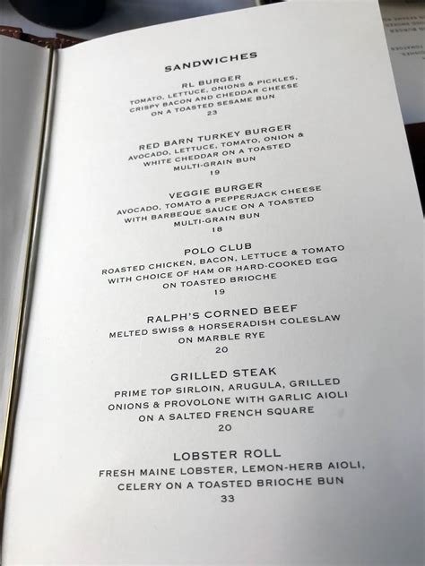 Menu at RL Restaurant, Chicago, 115 E Chicago Ave