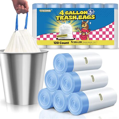 Amazon.com: T.FORING Small Trash Bags 4 Gallon with Drawstring, 1.1 Mil ...