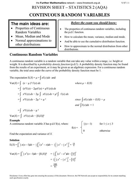 Image result for Continuous Random Variable Cheat Sheet