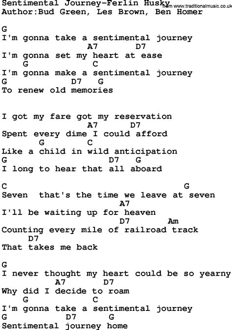 Country Music:Sentimental Journey-Ferlin Husky Lyrics and Chords