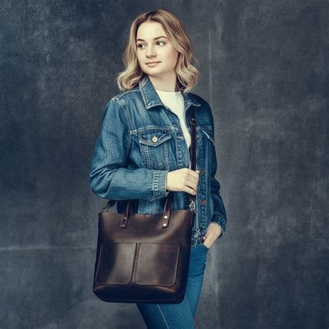 Chic Genuine Leather Work Tote Bag – Office to Evening Style. Brown ...