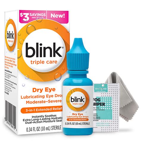 Blink Triple Care Lubricating Eye Drops 10ml + Anti-Fog Cloth Bundle by Maxim Eye | Dry Eye ...