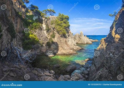 Picturesque Sea Bay in Lloret De Mar. Costa Brava Seaside. Beautiful ...