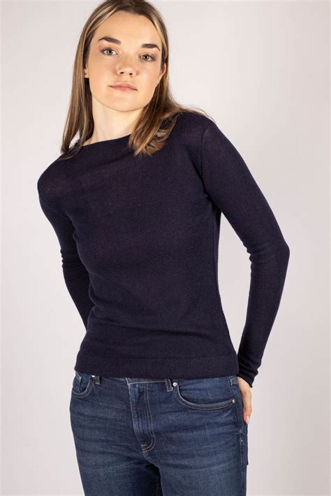 Slim Fit Cashmere Sweater KAREN – 100% Italian 1-Ply Navy - Krista Elsta