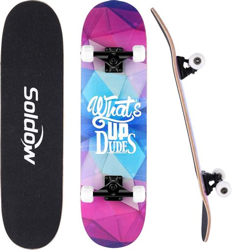 Buy Beginner Skateboard 31 x 8 Inch，Soldow Complete Skateboard for Kids ...