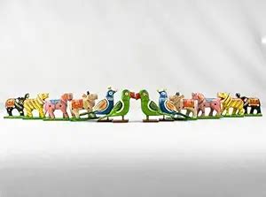 Shambhava Mix Wood Animals Set | Handcrafted Eco-Friendly Wooden Animal ...