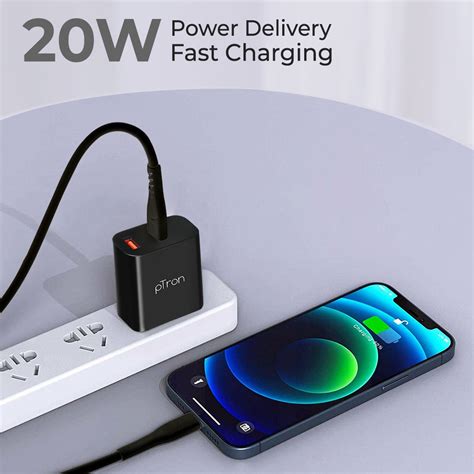 pTron Volta FC15 20W Fast PD/Type-C & USB Charger Adapter with Type-C ...