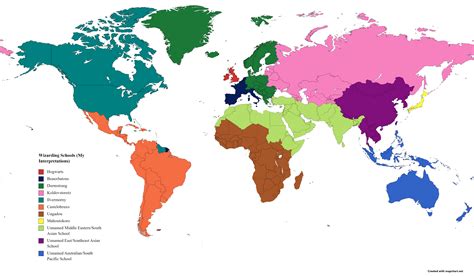 Wizarding Schools on the World Map : r/harrypotter