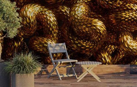 Wavy Tangled Golden Snakes Texture Wallpaper Mural - Magicdecor®
