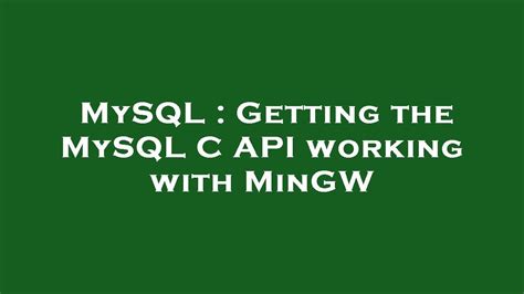 Image result for MySQL C API Example