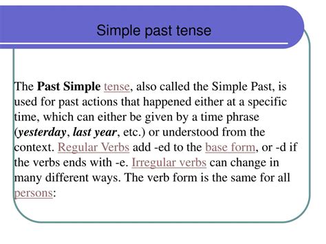 PPT - Simple past tense PowerPoint Presentation, free download - ID:5164537