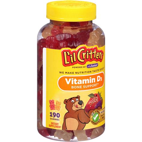 L'il Critters Vitamin D Gummy Bears, 190 count - Walmart.com | Gummy bear vitamins, Childrens ...