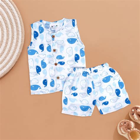 Muslin Baby Jabla & Shorts Set | Whale Splash | Boon Babies – boonbabies