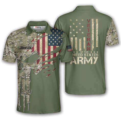 Veteran Red Line Retro Patriotic US Army Custom Veteran Shirts for Men ...